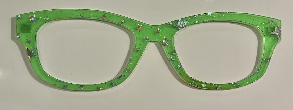 Addison Topper; silver stars on lime green