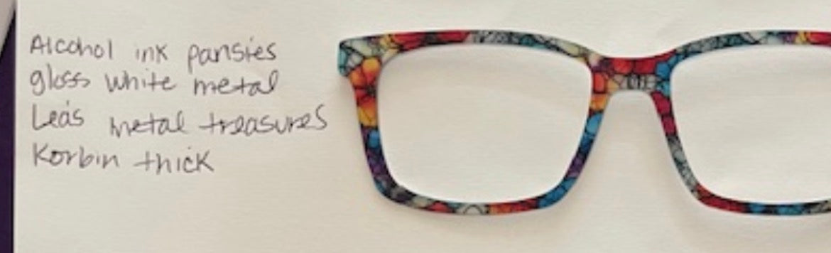 Korbin Topper; thick; Lea’s Metal Treasures; alcohol ink pansies