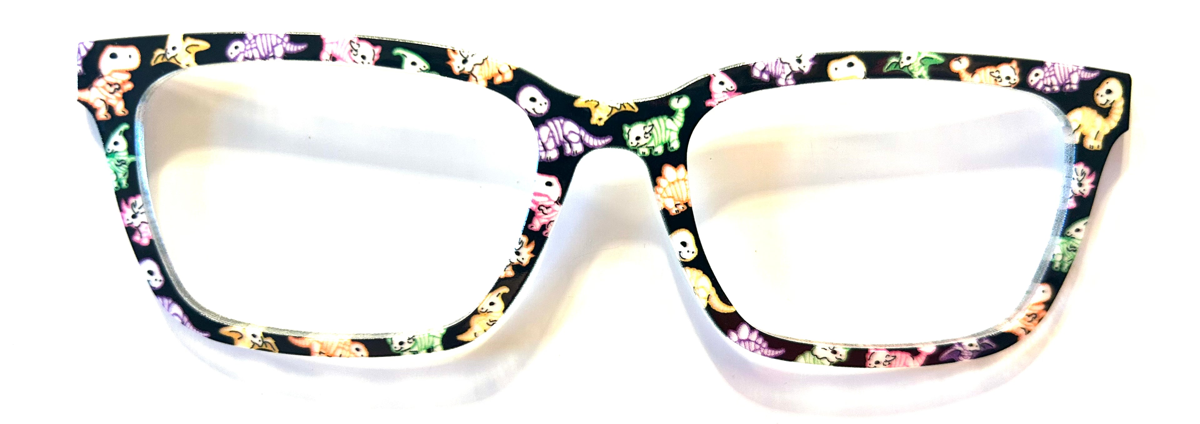 PAIR Larkin Topper; neon dinosaur skeletons