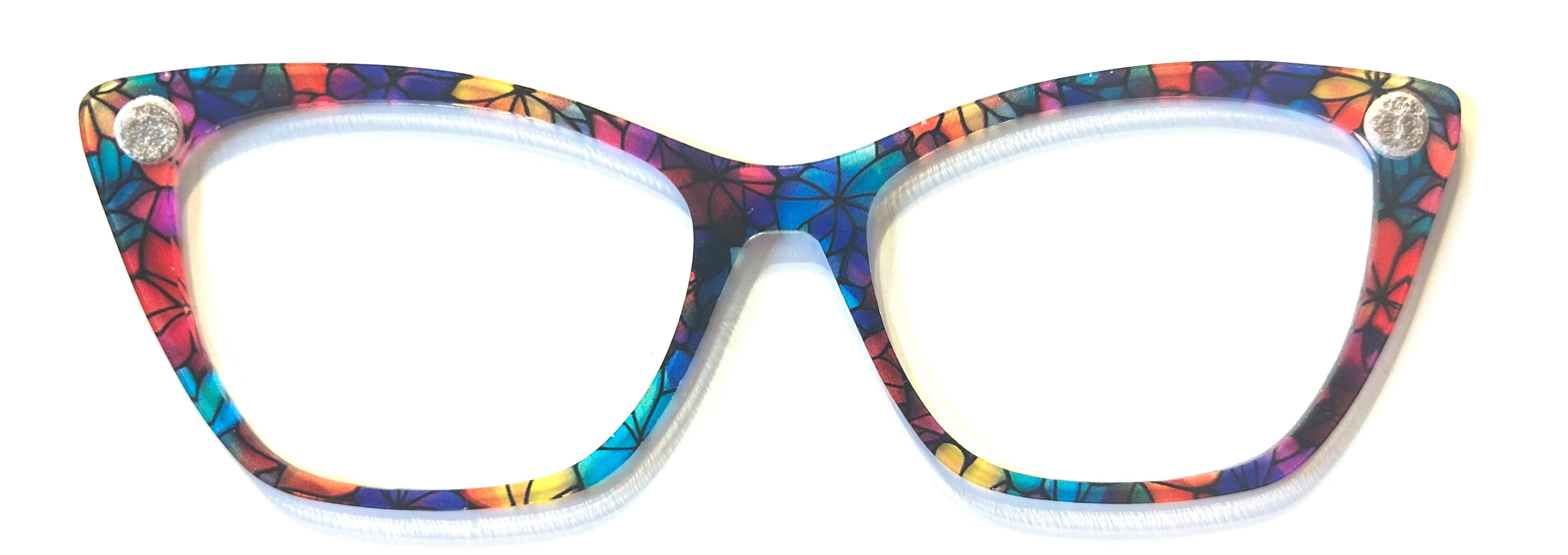 Wanda Topper; multicolored flowers; semi-translucent