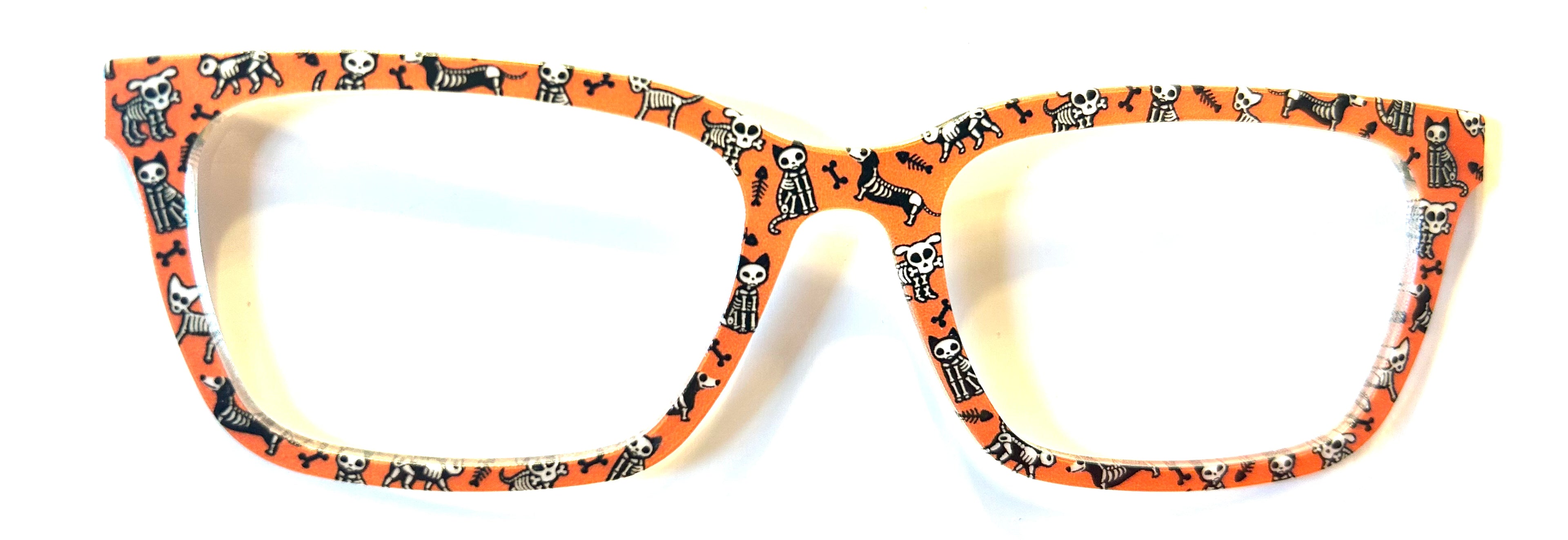 PAIR Larkin Topper; dog skeletons on orange
