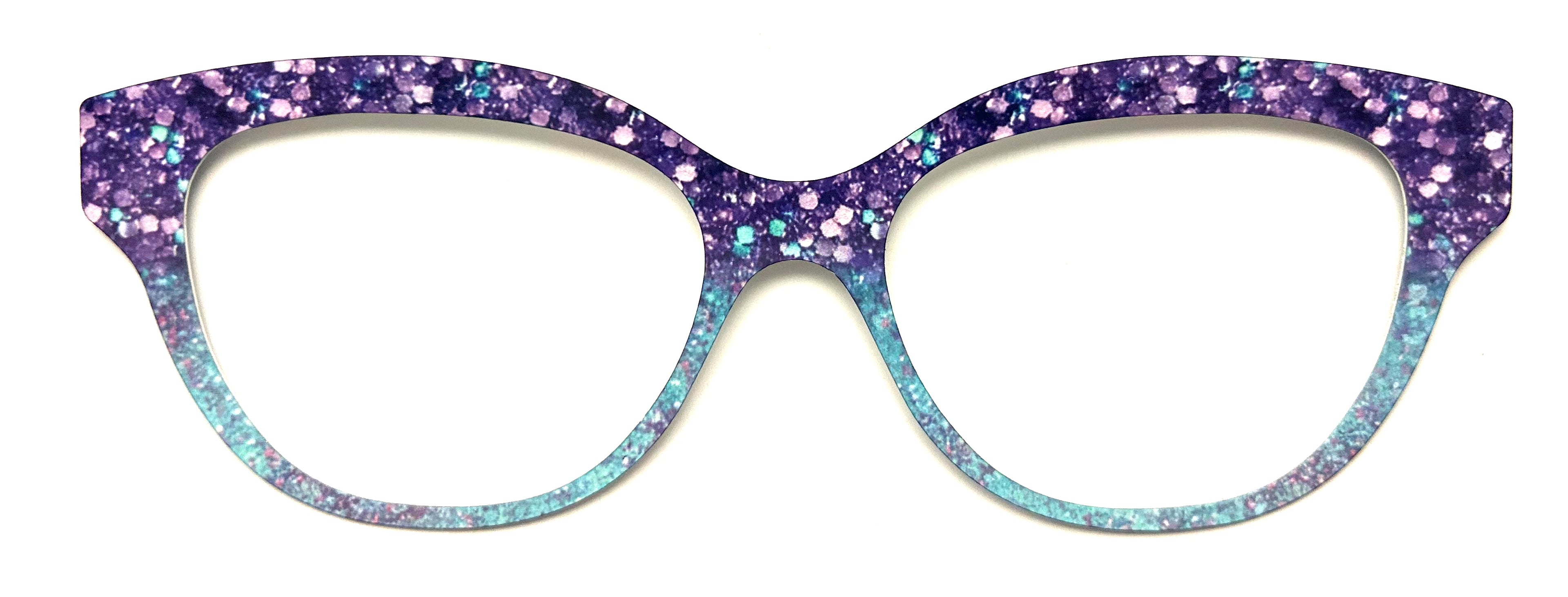 Quinn Topper; Metal; purple to light blue glitter gradient