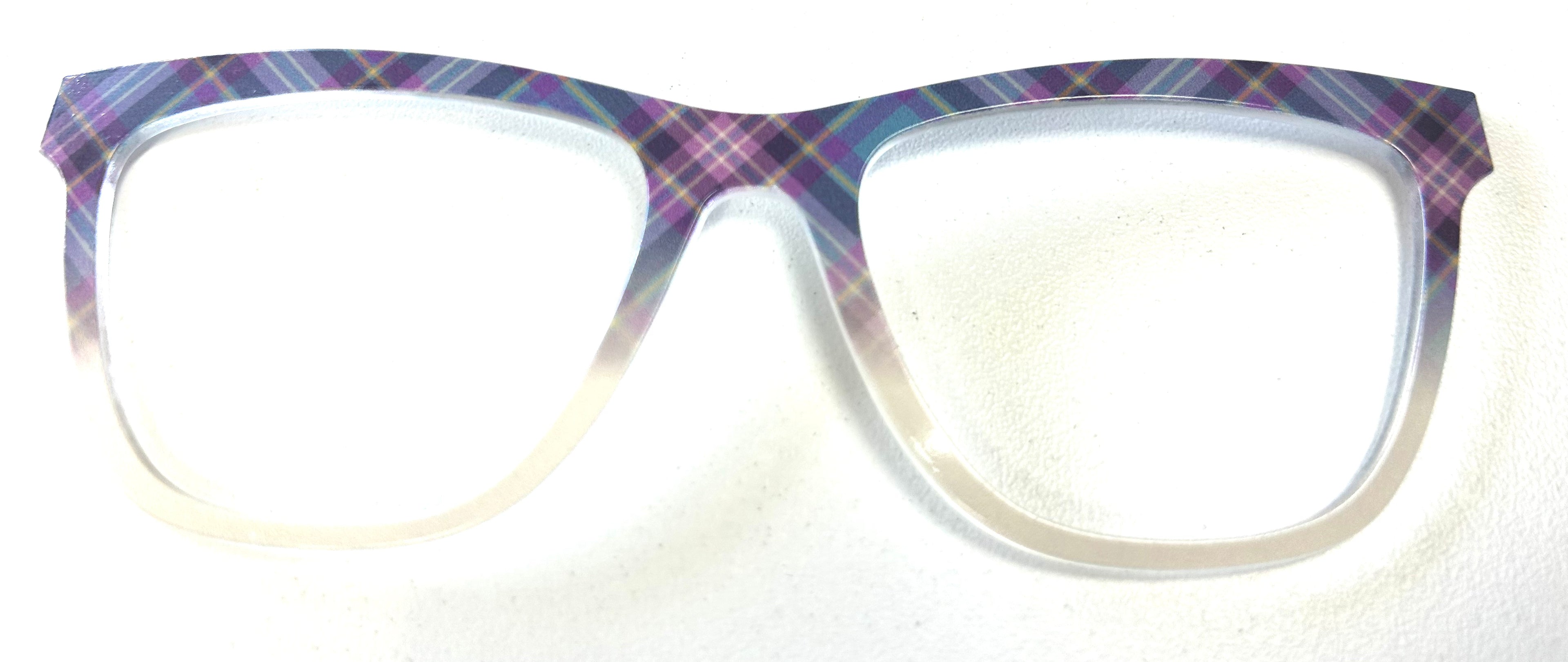 PAIR Harper Topper; purple and blue plaid to white fade