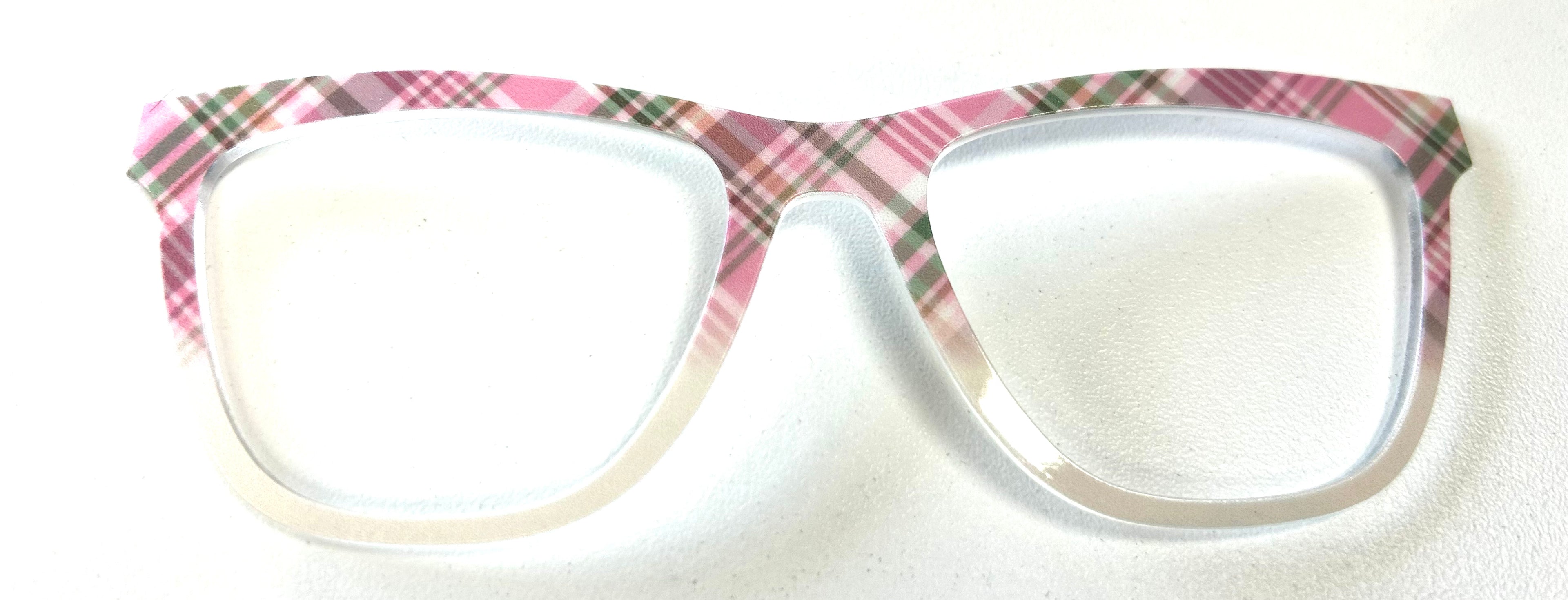 PAIR Harper Topper; pink and green plaid to white fade