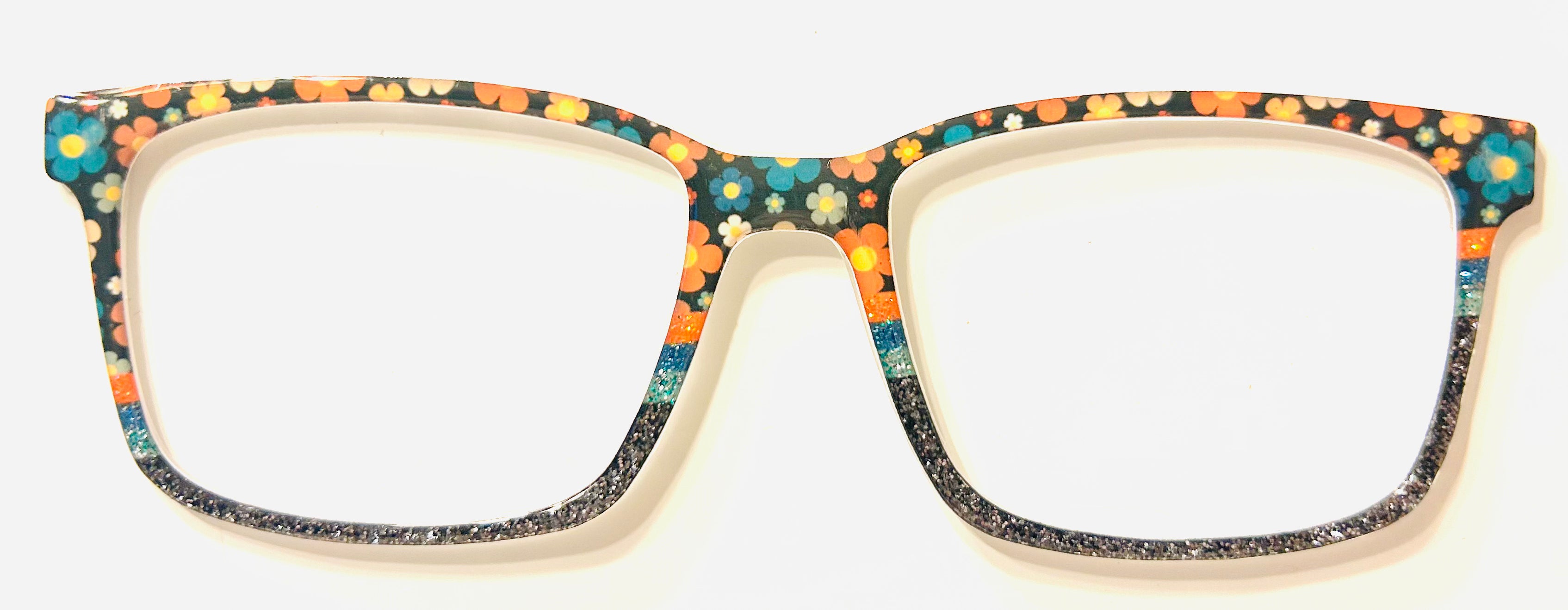 Kirby Topper; 60’s theme flowers/glitter stripe split