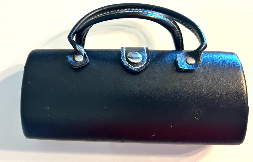 Black Button Glasses Case With Handle-(has minor scratches)