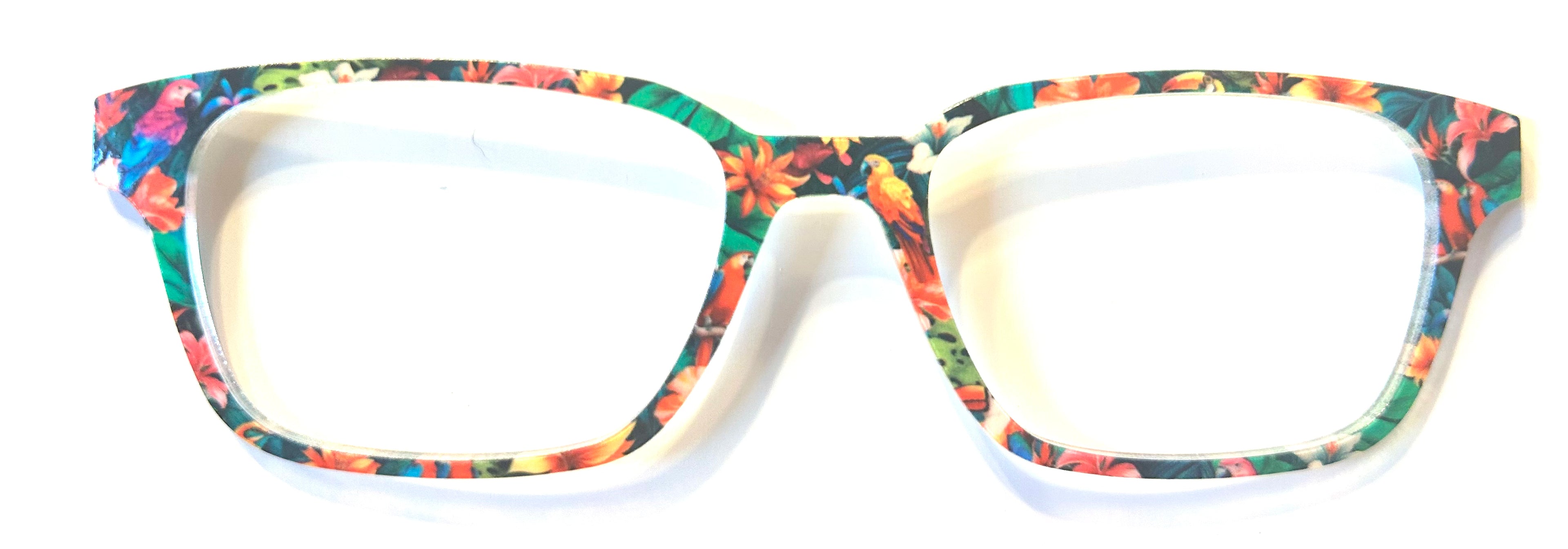 PAIR Finley Topper; tropical flowers and parrots