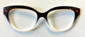 Quinn Topper; black to white gradient with orange stars in corners