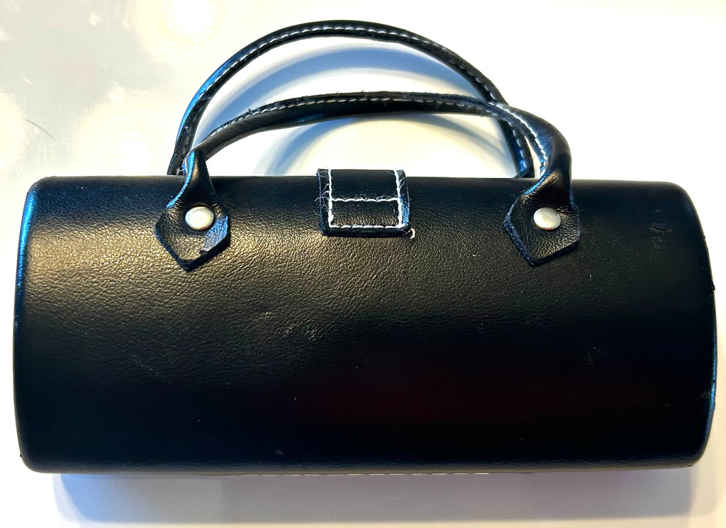 Black Button Glasses Case With Handle-(has minor scratches)