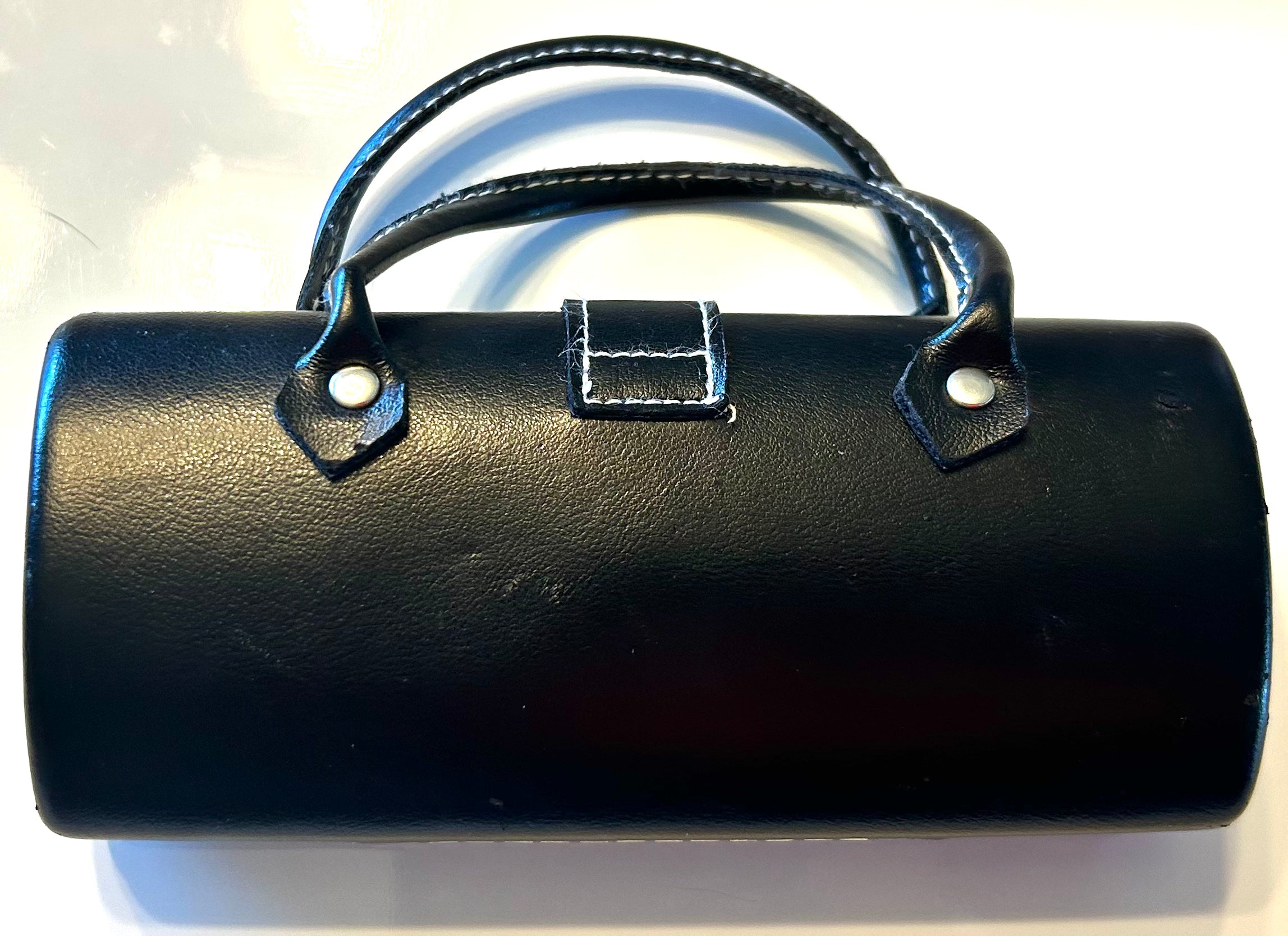 Black Button Glasses Case With Handle-(has minor scratches)