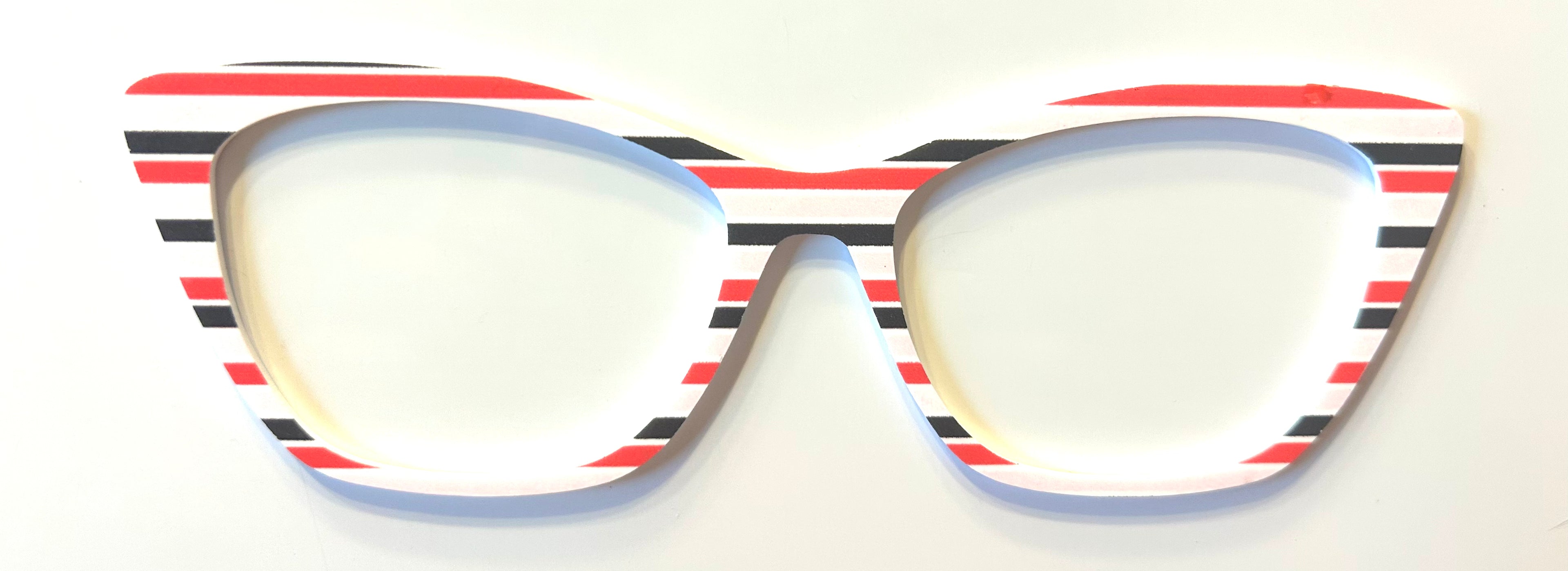 Wanda Topper; white/red/black stripes with oops