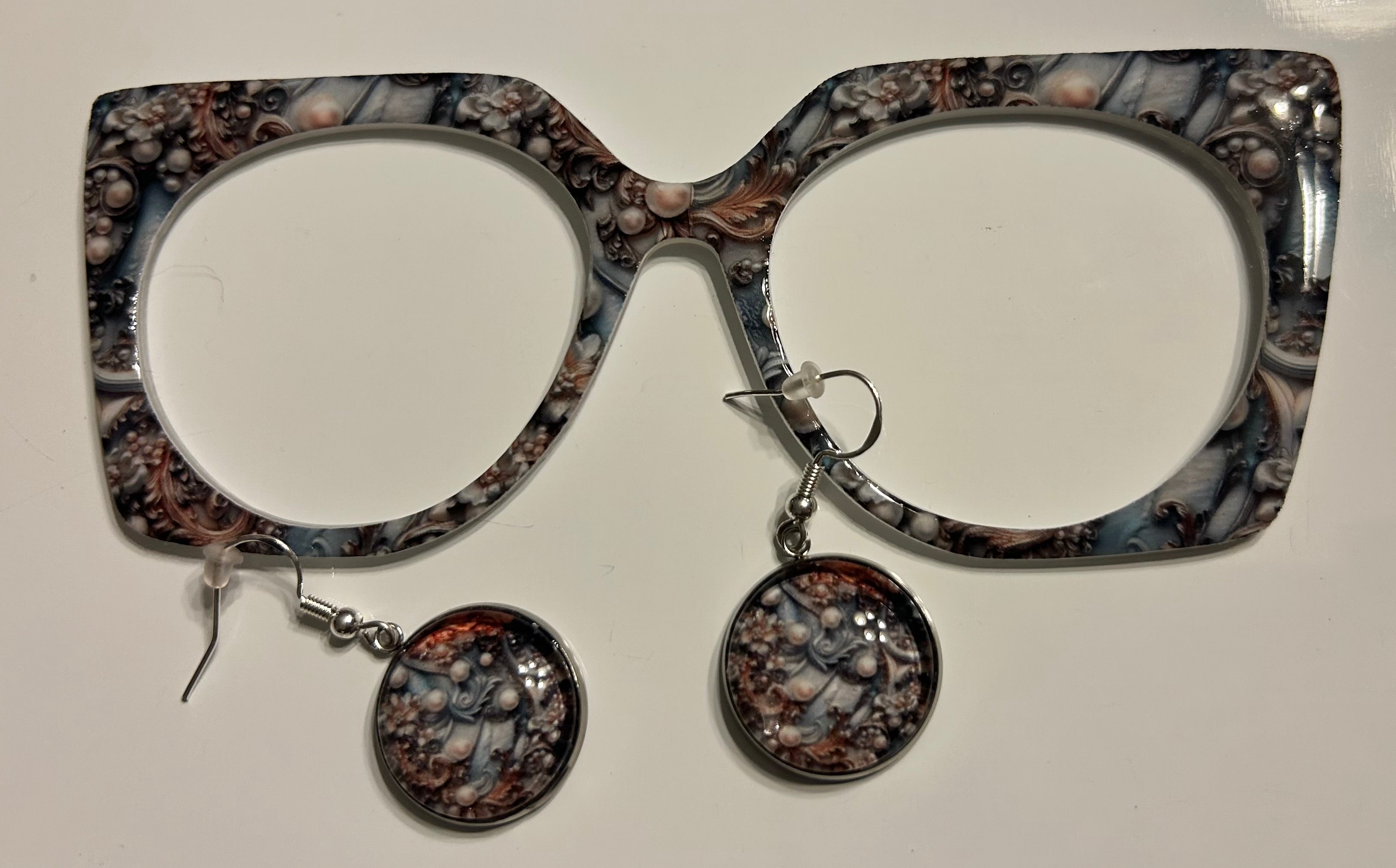 Zuri Topper, hybrid, pearl and swirl design with matching earrings