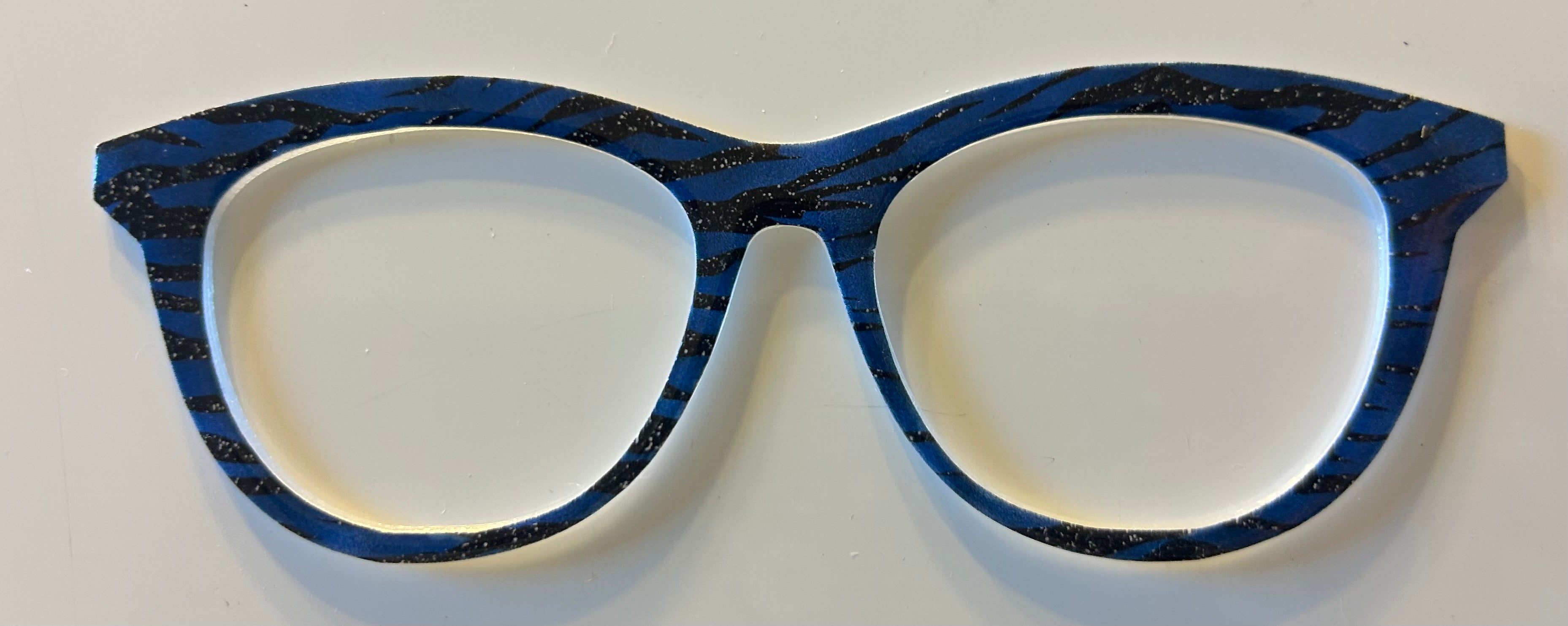 Brook Topper; blue and black metal; zebra print