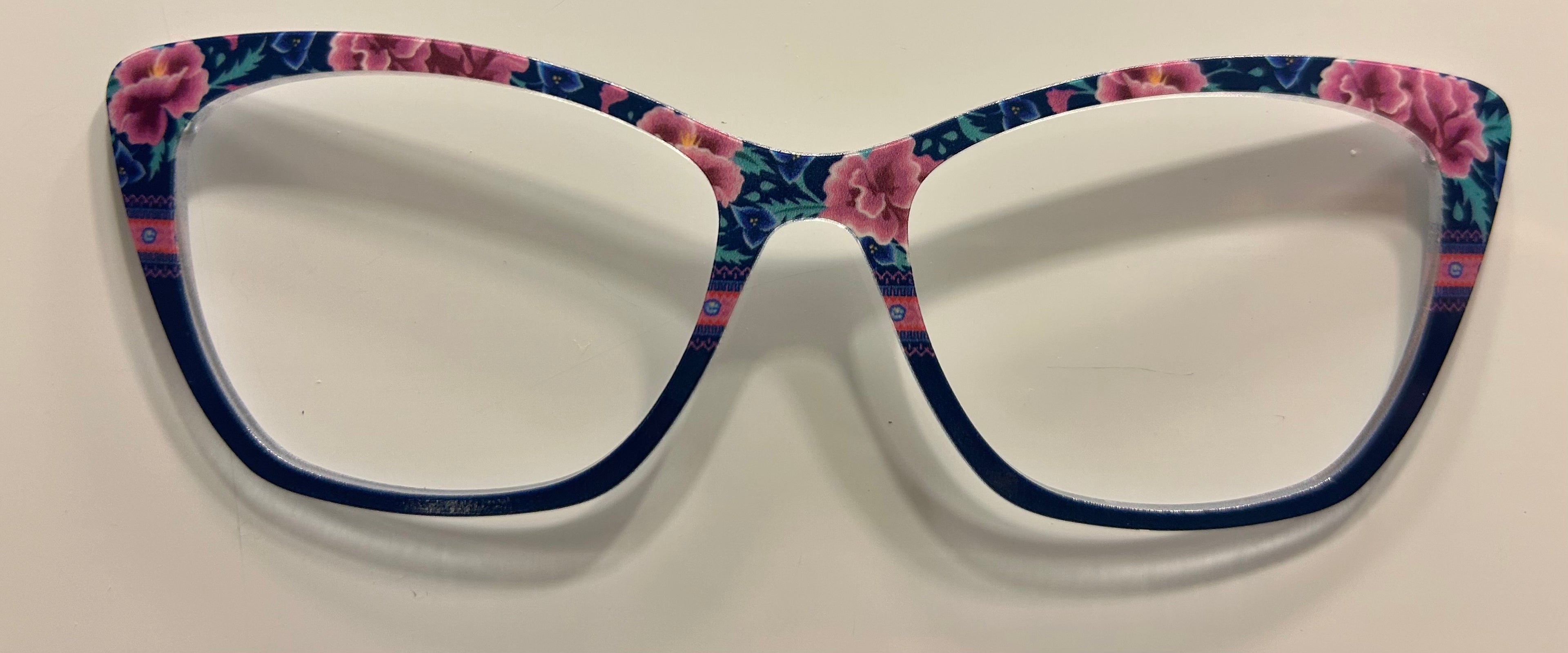 PAIR Wanda Topper, magenta flowers/navy split