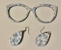 Zuri Topper; blue floral design with matching earrings