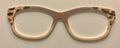 Addison Topper; brown/cream split; animal print in corners