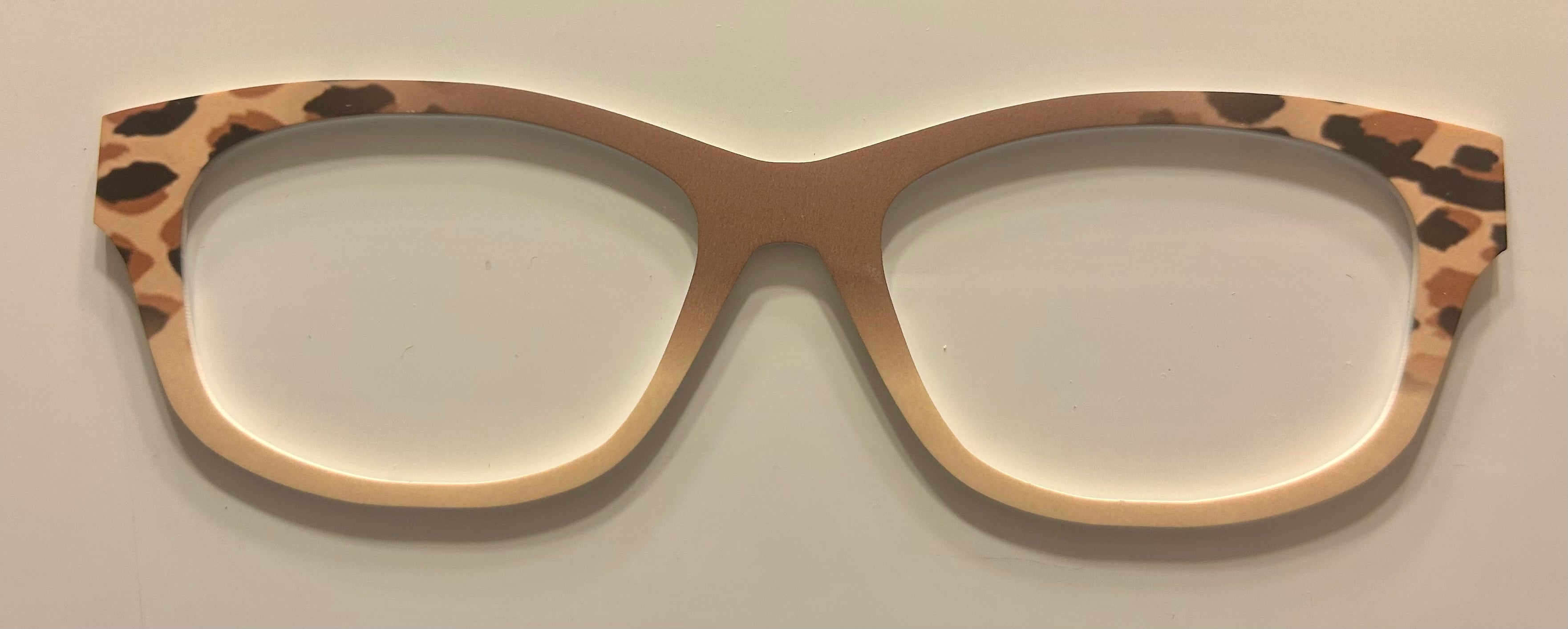 Addison Topper; brown/cream split; animal print in corners