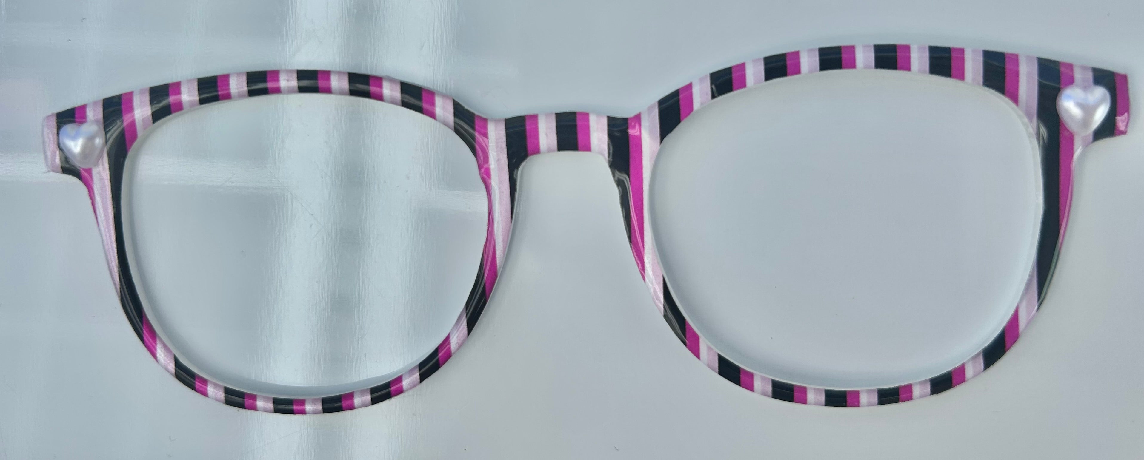 Reese Topper, stripes with pearl heart embellishments
