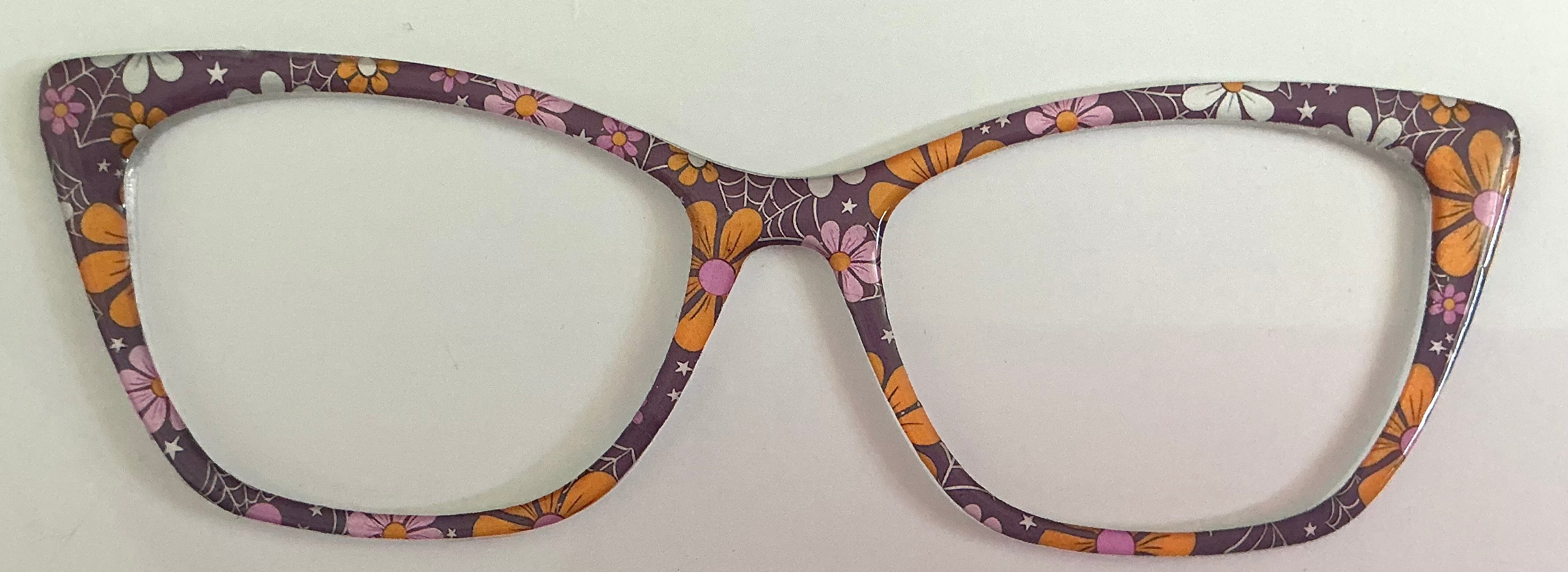 Wanda Topper; orange and pink flowers on purple