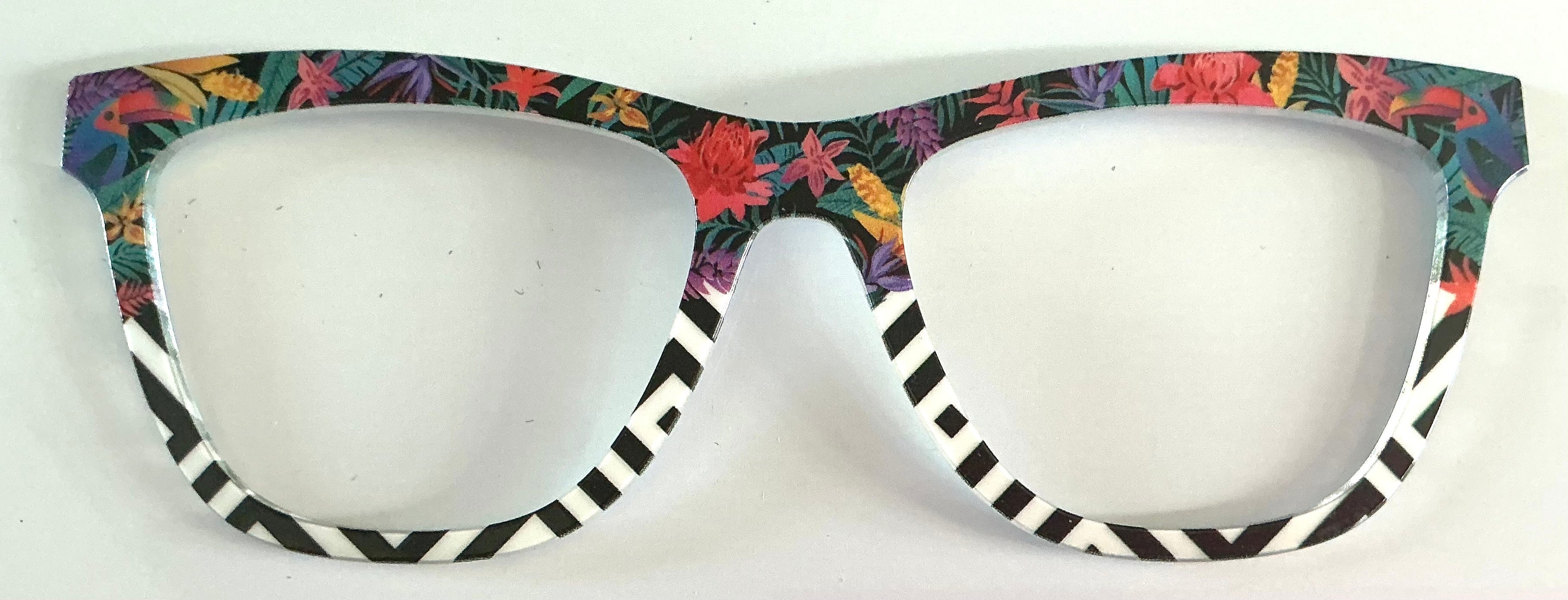 PAIR Brand Harper, tropical flowers/black and white chevron split
