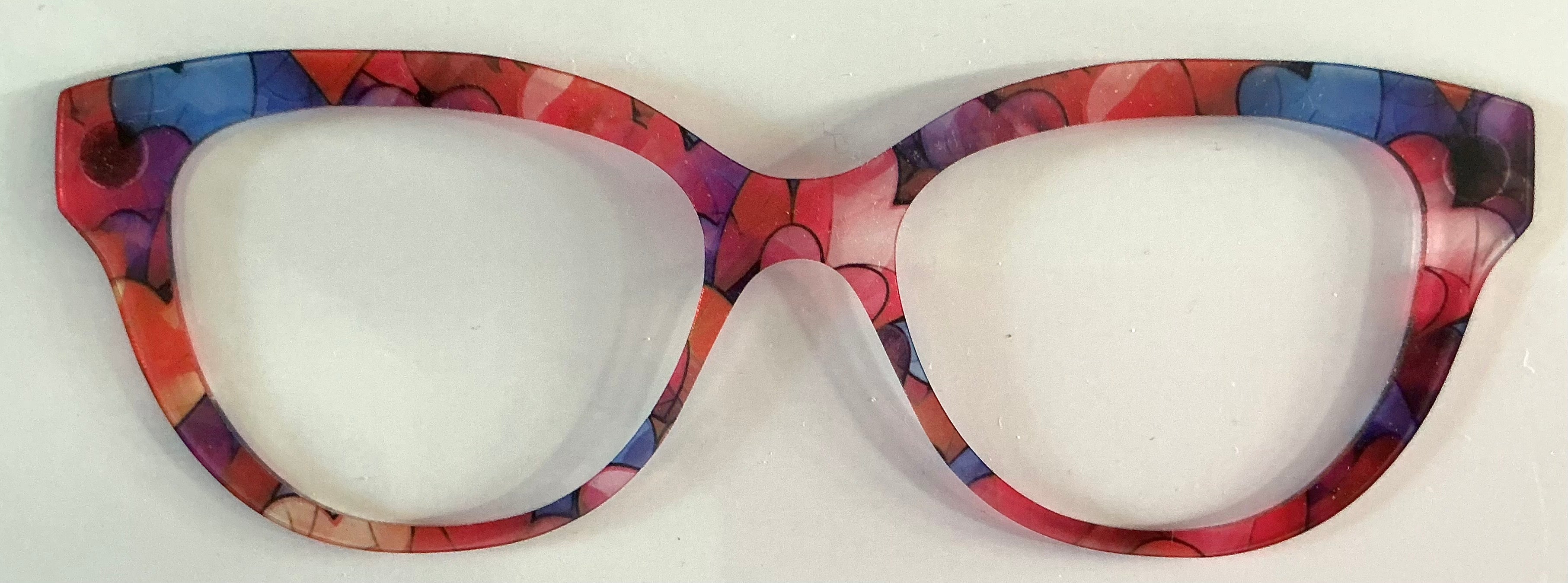 Quinn Topper; translucent; multicolored hearts