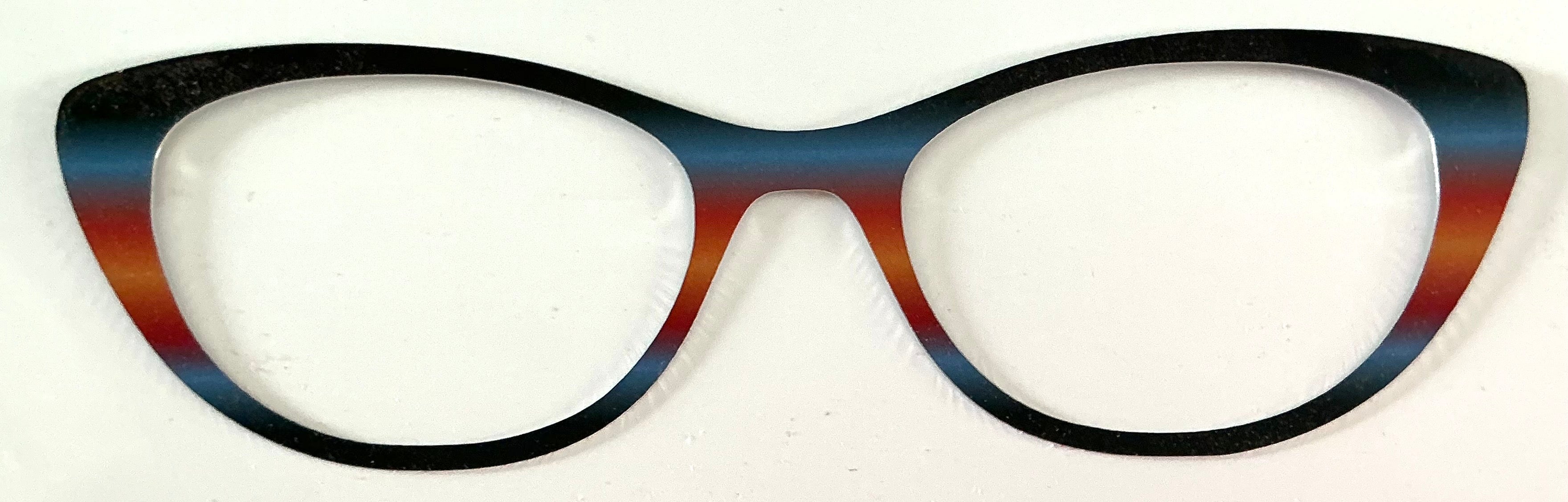 Ella Topper; metal; blue to orange stripe fade
