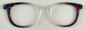 Reese Topper; multicolored design to white frosted vertical fade
