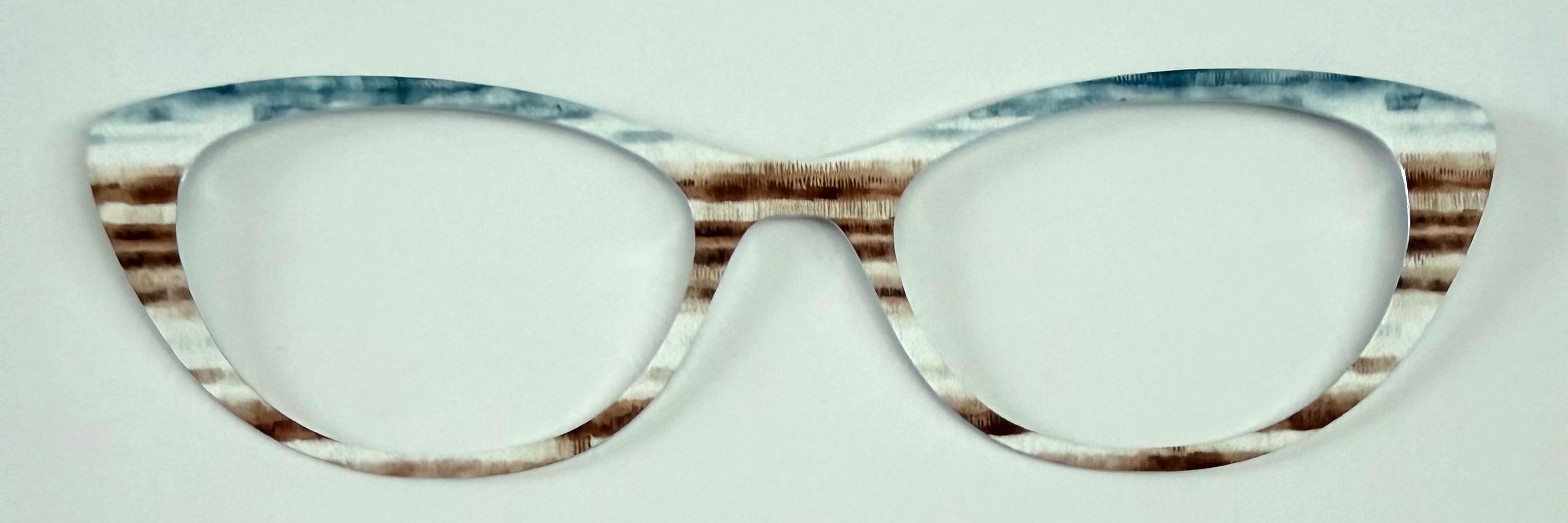 Ella Topper; metal; brown/blue/white stripes