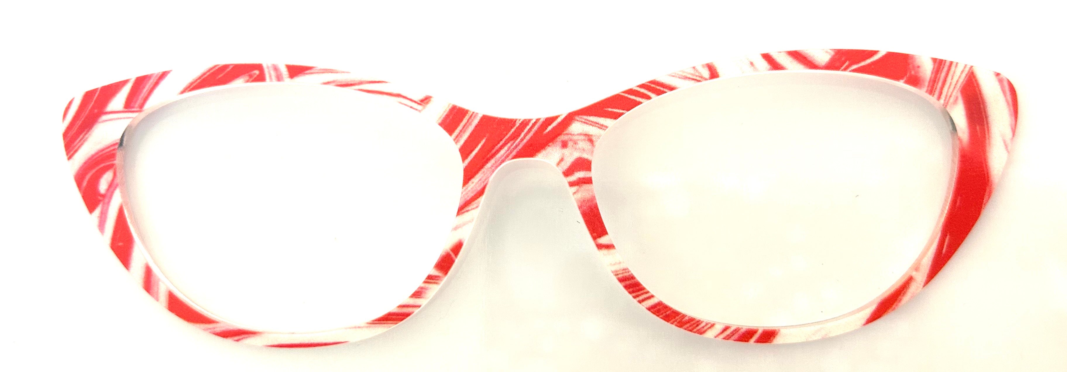PAIR Ella Topper; red and white swirls