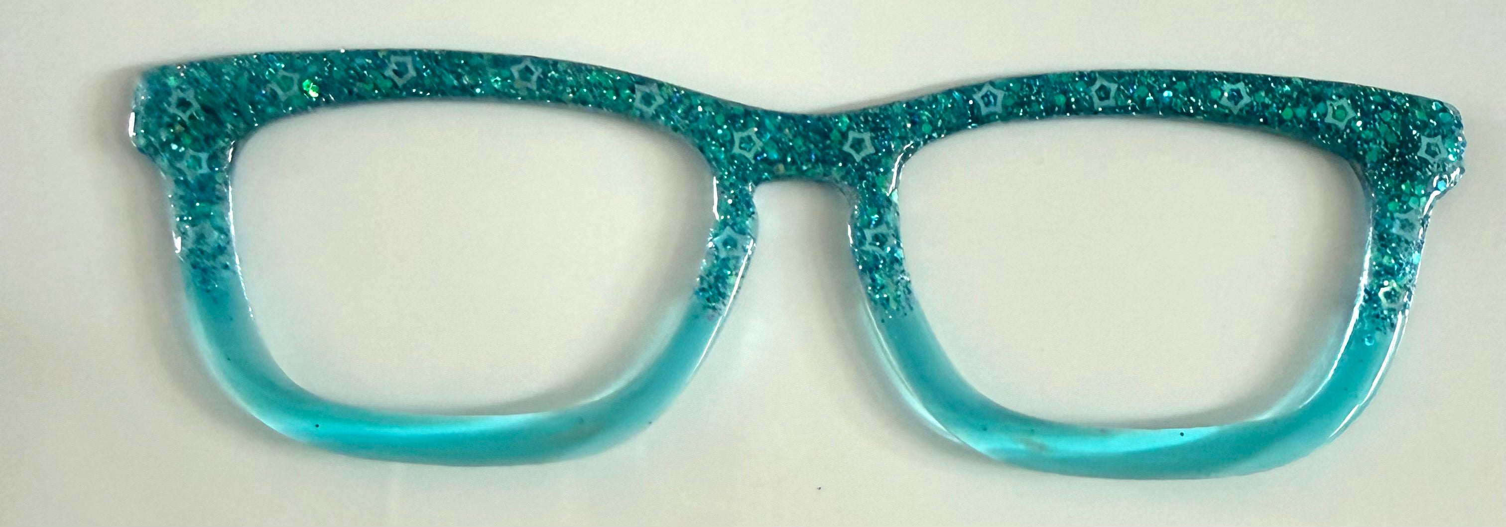 Casper Topper; teal glitter  with stars to teal clear fade