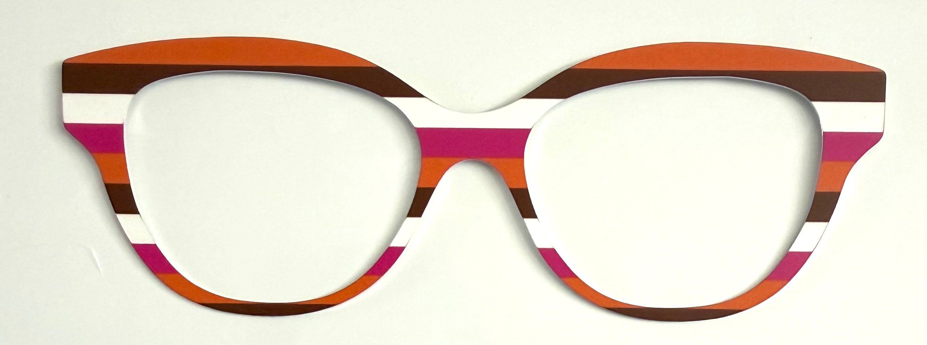 Quinn Topper; metal; orange/white/pink/brown stripes
