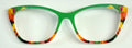 PAIR Wanda Topper; green/tulip diagonal split