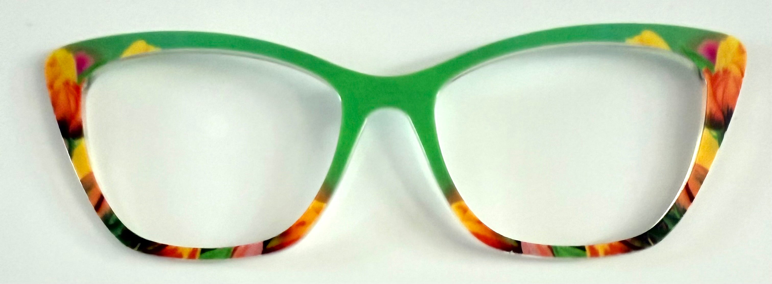 PAIR Wanda Topper; green/tulip diagonal split