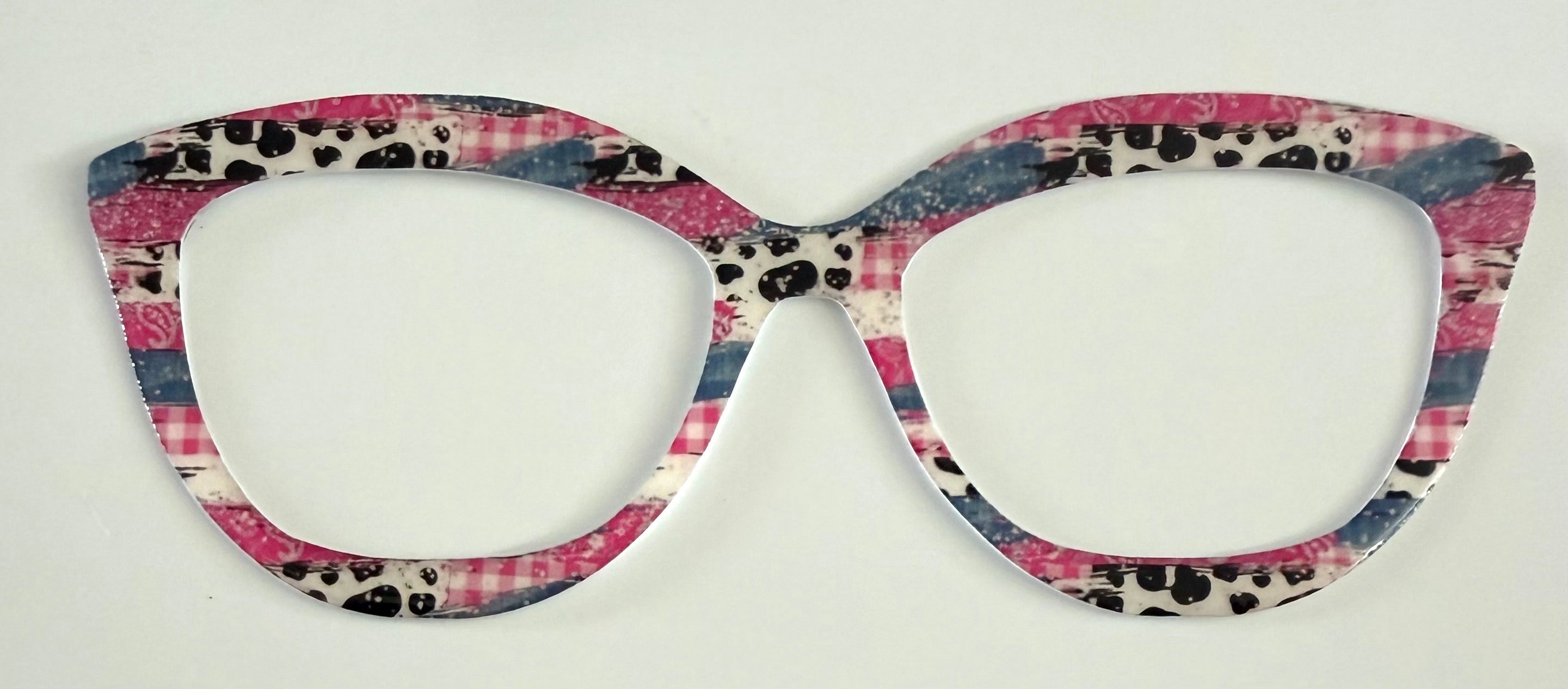 Wanzuri Topper; cow print/pink/denim stripes