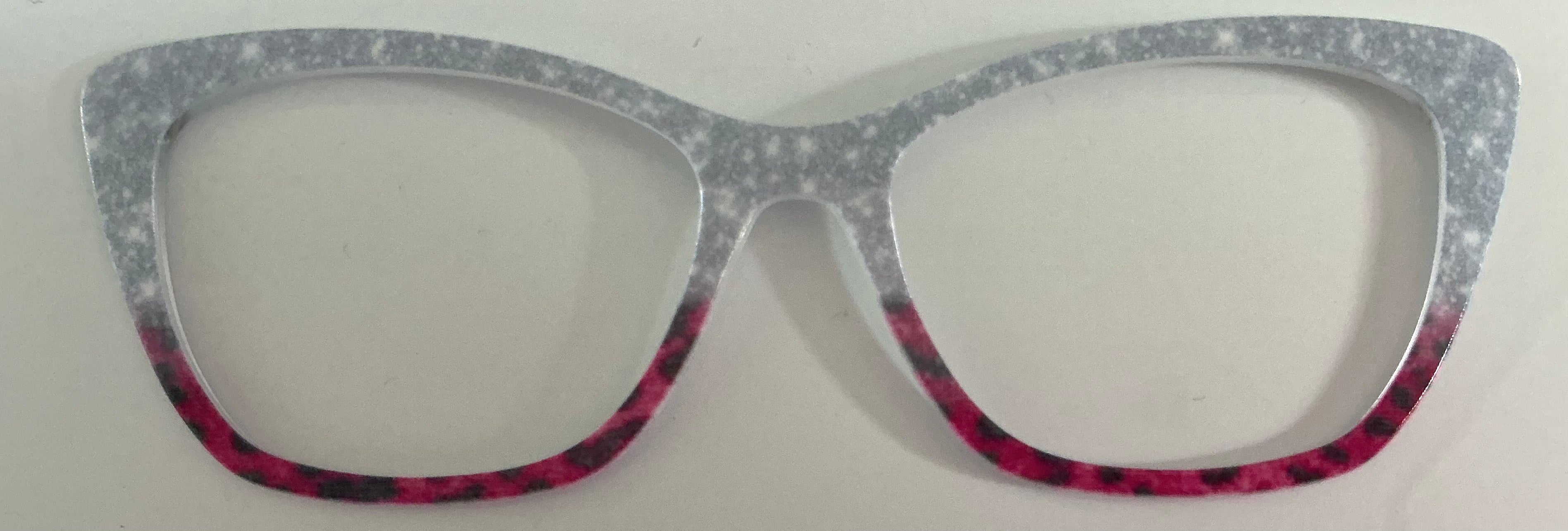 Wanda Topper; faux glitter/hot pink animal print split