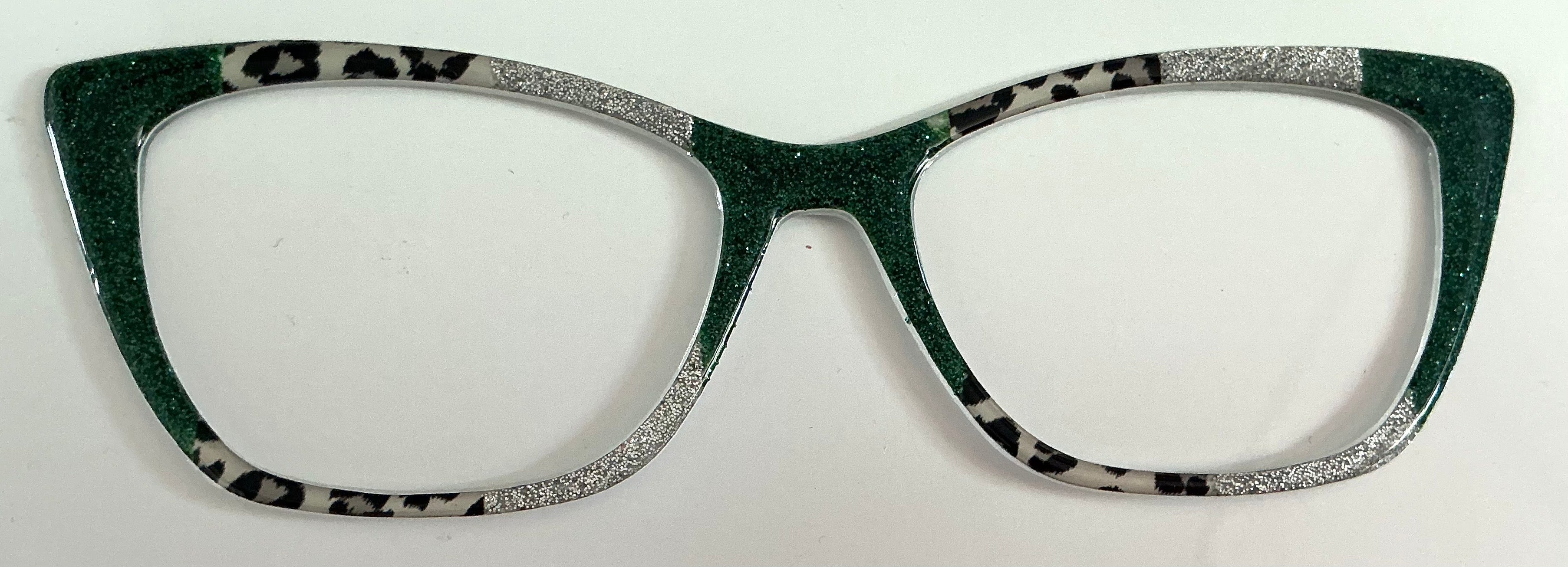 Wanda Topper; teal glitter; silver glitter; animal print blocks