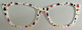 Wanda Topper; pink,black, gold circles on white