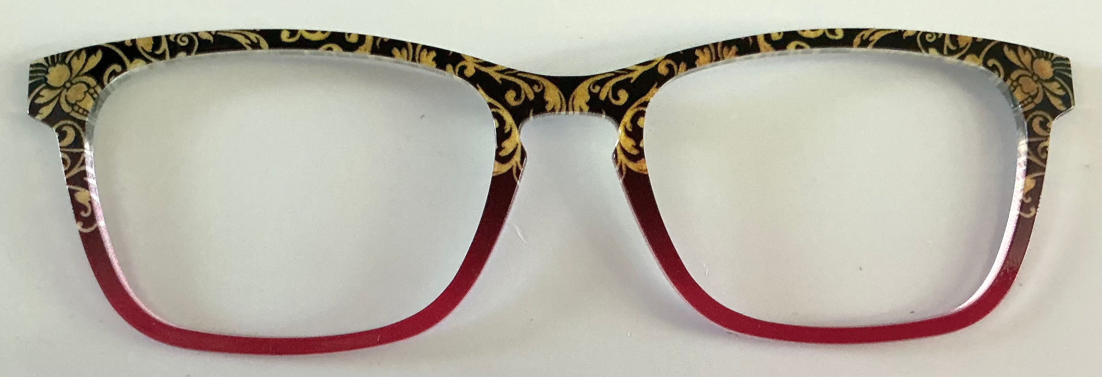 PAIR Casper Topper; gold swirls on black to red fade