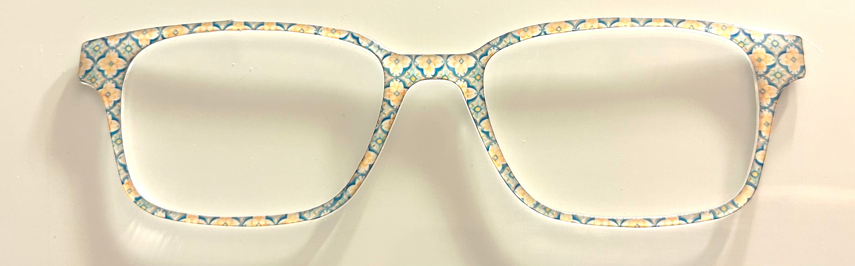 Finley Topper; blue and yellow tile pattern