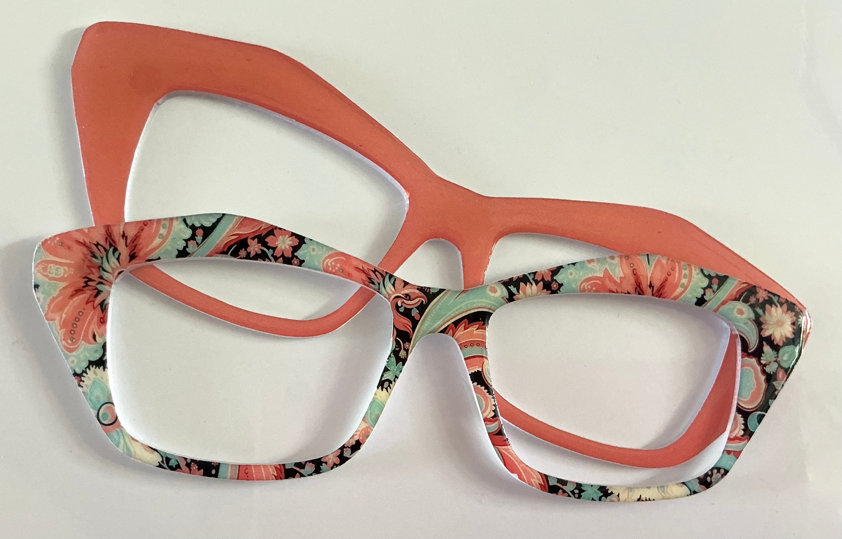 Kirby Topper; hybrid stackers; paisley design on salmon; **sold as set