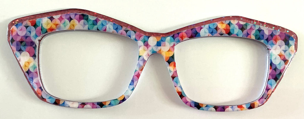 Kirby Topper; hybrid stackers; multicolored circular pattern on pinkish purple; **sold as set