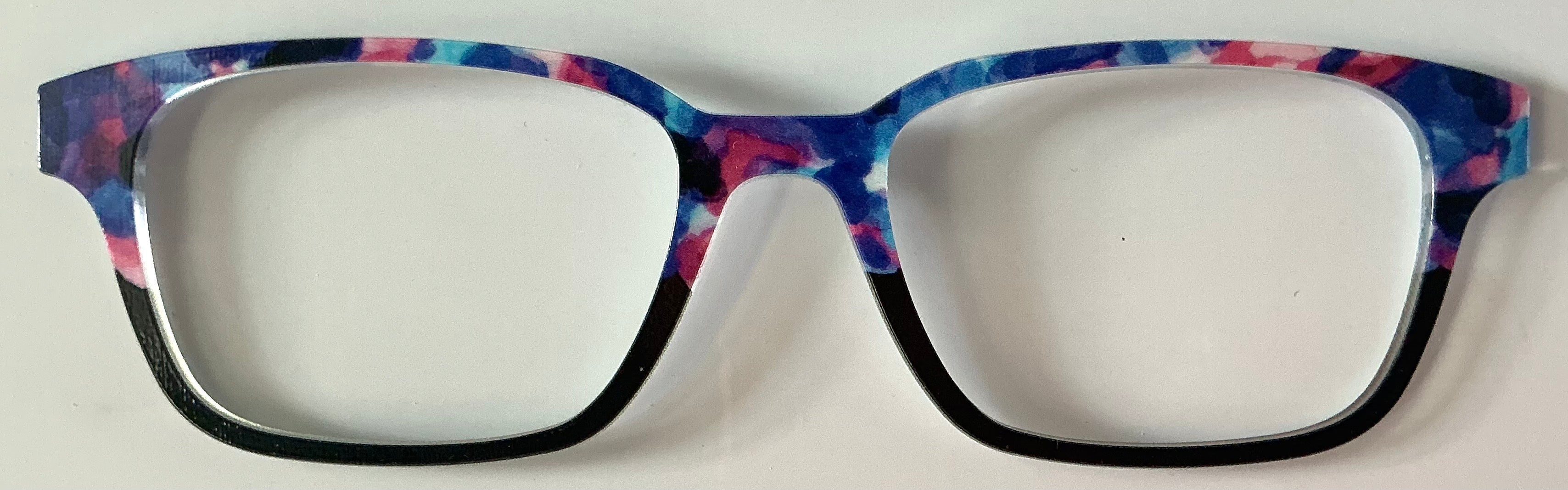 PAIR Finley Topper; purple, blue, pink design to black split