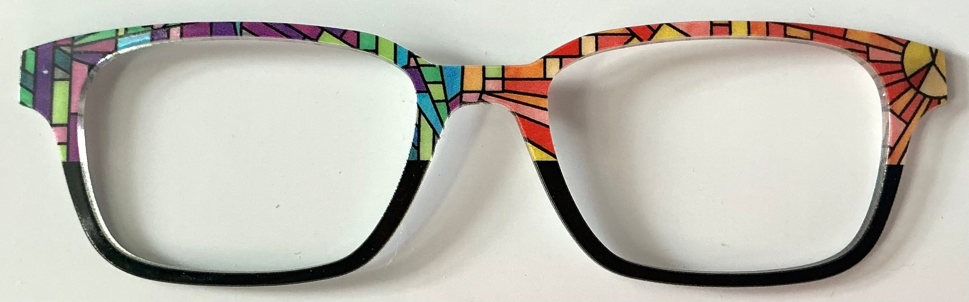 PAIR Finley Topper; rainbow stained glass sun to black split