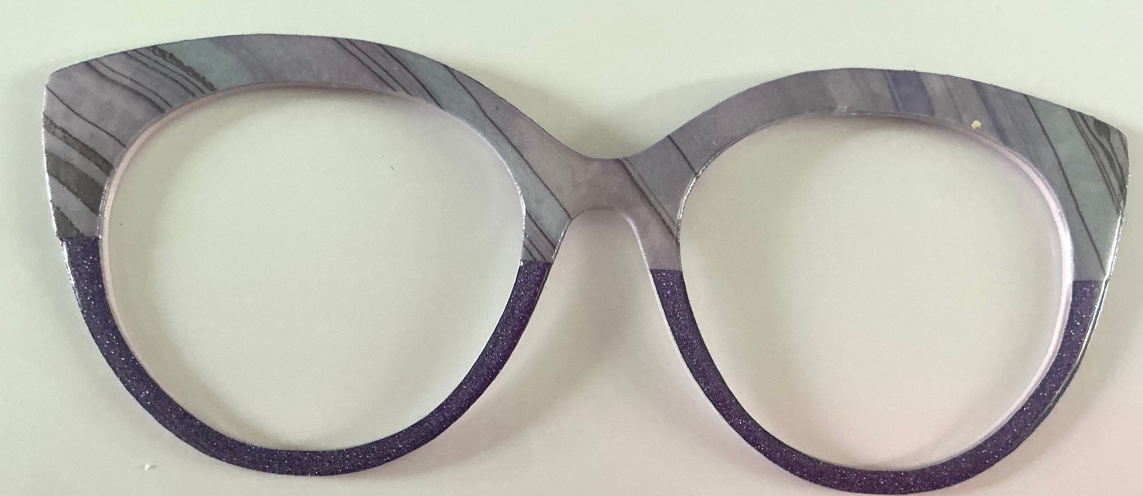 Zuri Topper; gray diagonal stripes/glitter split