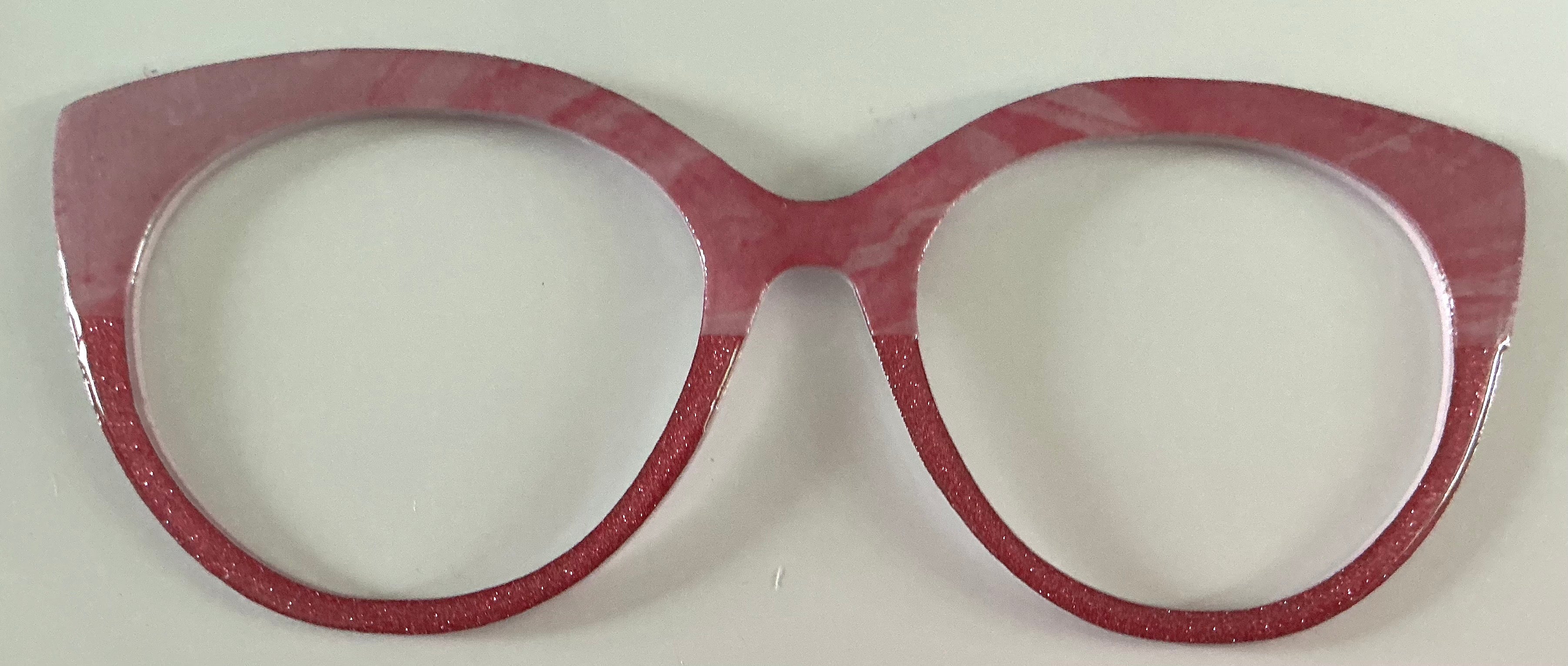Zuri Topper; pinkish red design/glitter split