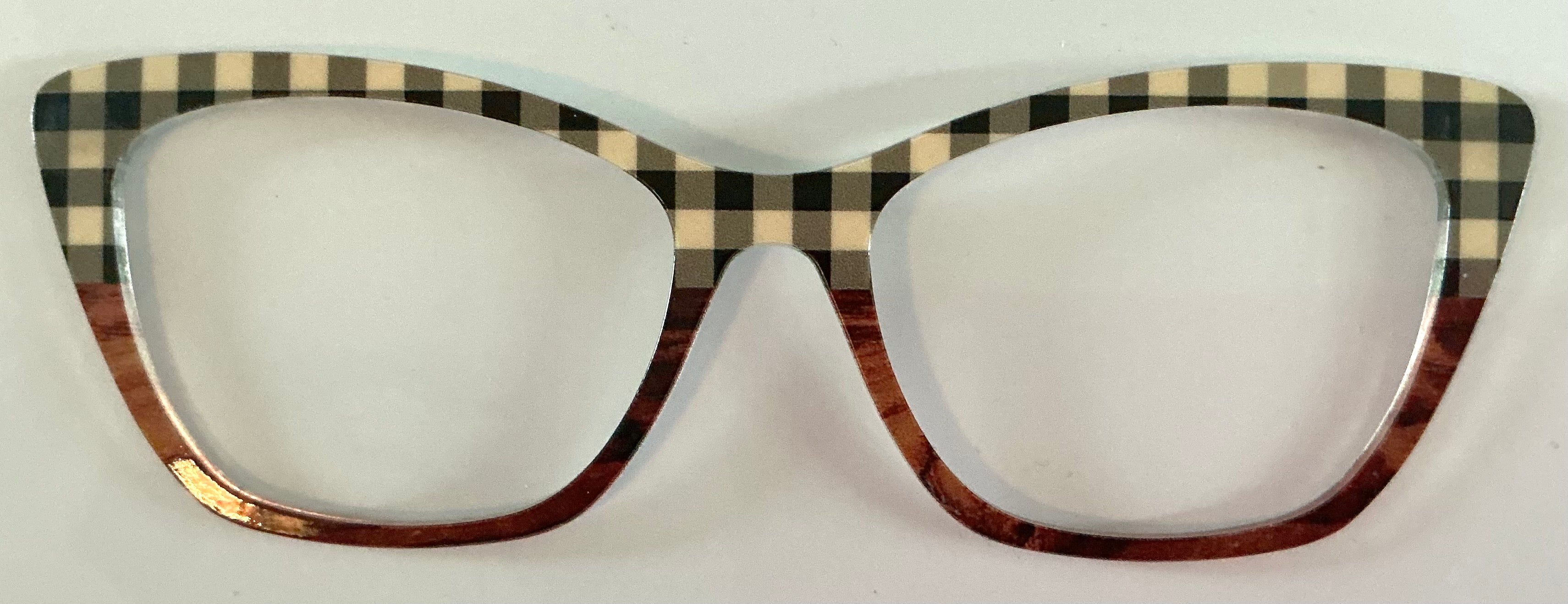PAIR Wanda Topper; plaid/wood split