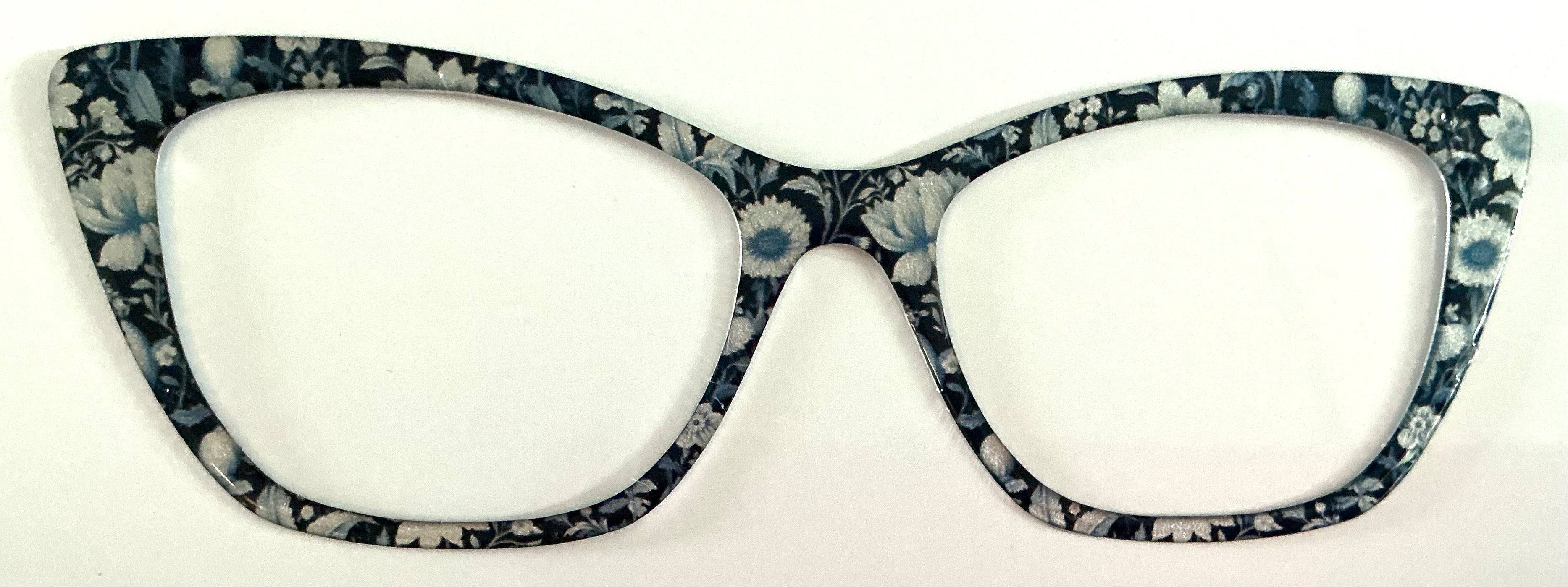 Wanda; Tasha's Top Frames, blue floral on black