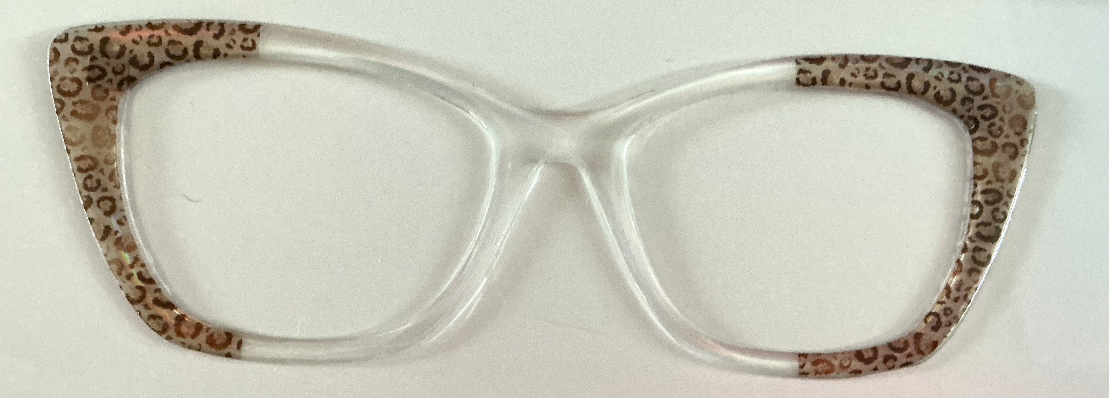 Wanda Topper; translucent/cheetah print vertical split
