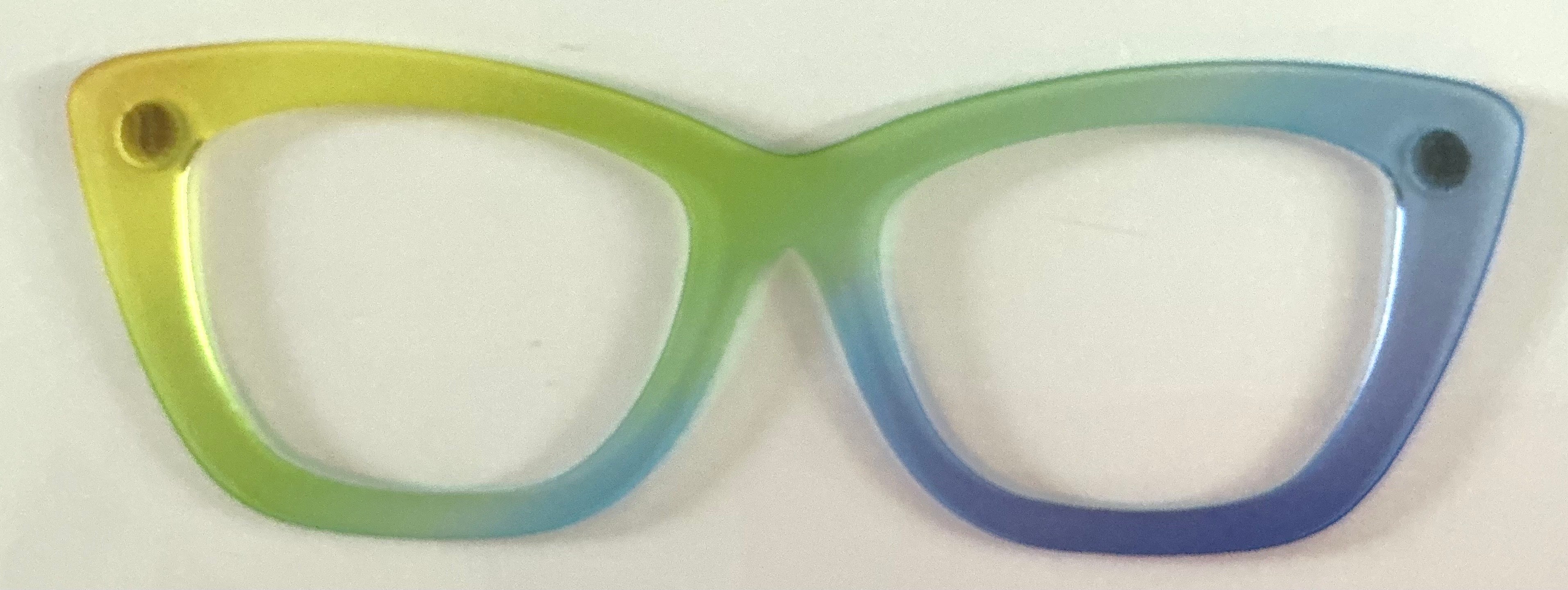 Wanda Topper; semi-translucent; yellow/green/blue diagonal fade