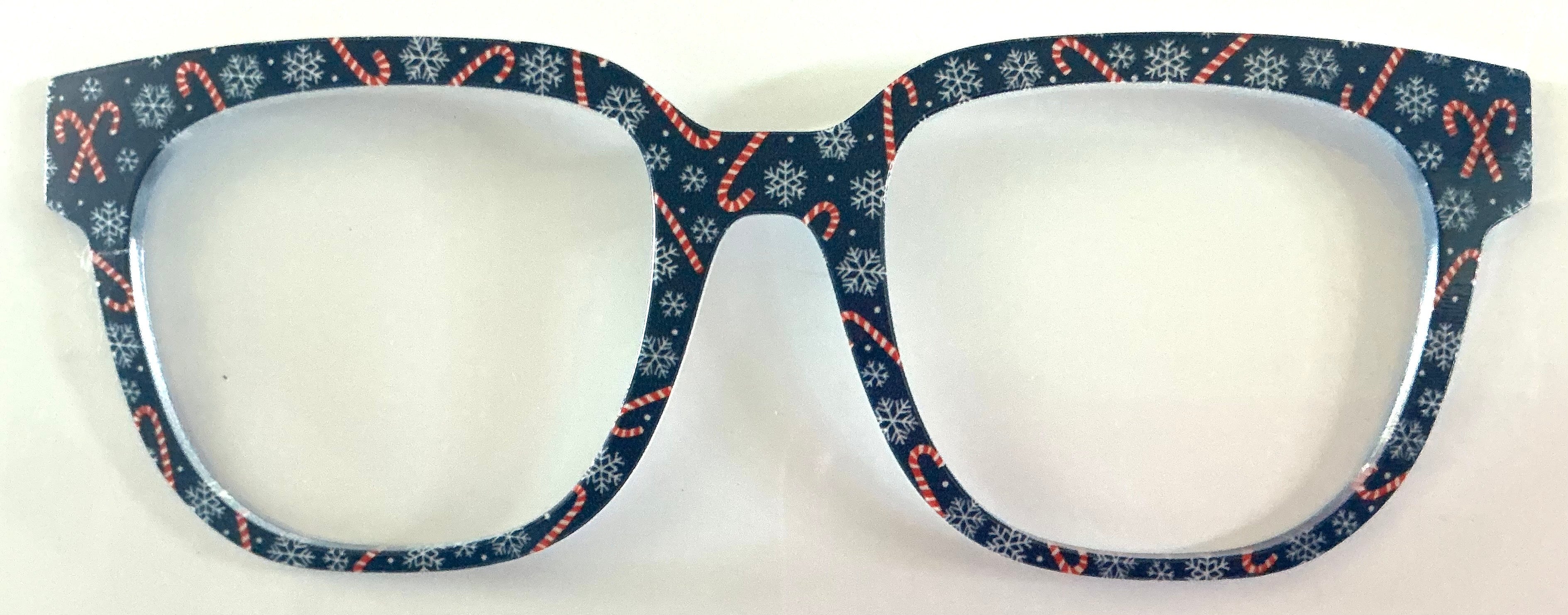 PAIR Murphy Topper; Christmas candy canes and snowflakes on blue